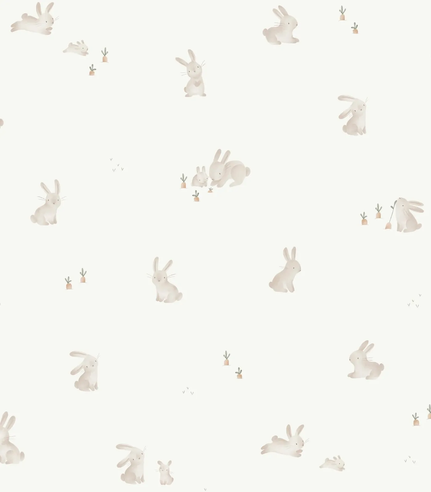 Vliesbehang Baby Bunny Bruin/Wit Wanddecoratie