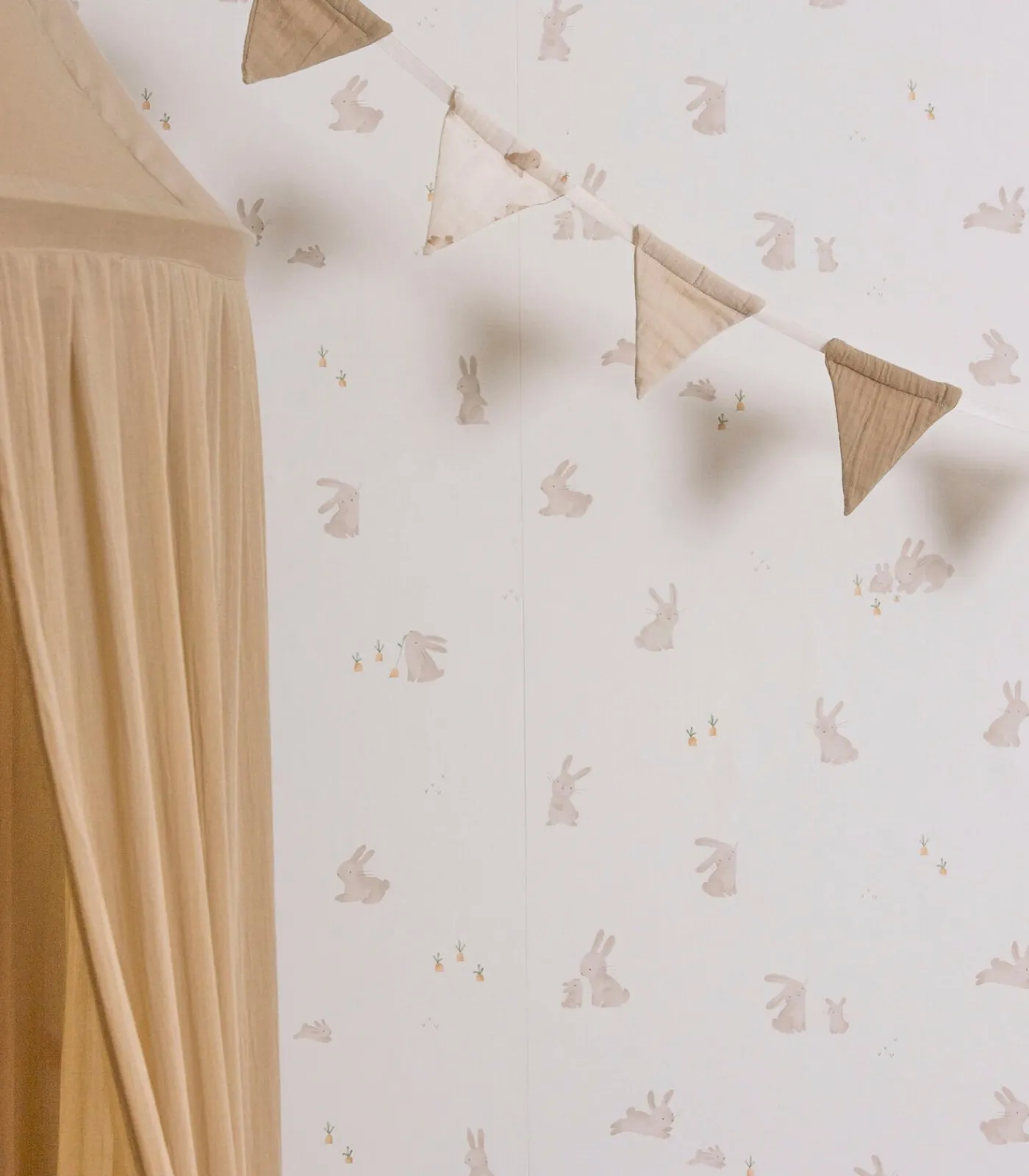 Vliesbehang Baby Bunny Bruin/Wit Wanddecoratie