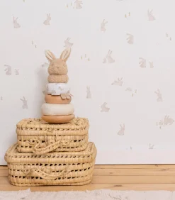 Vliesbehang Baby Bunny Bruin/Wit Wanddecoratie