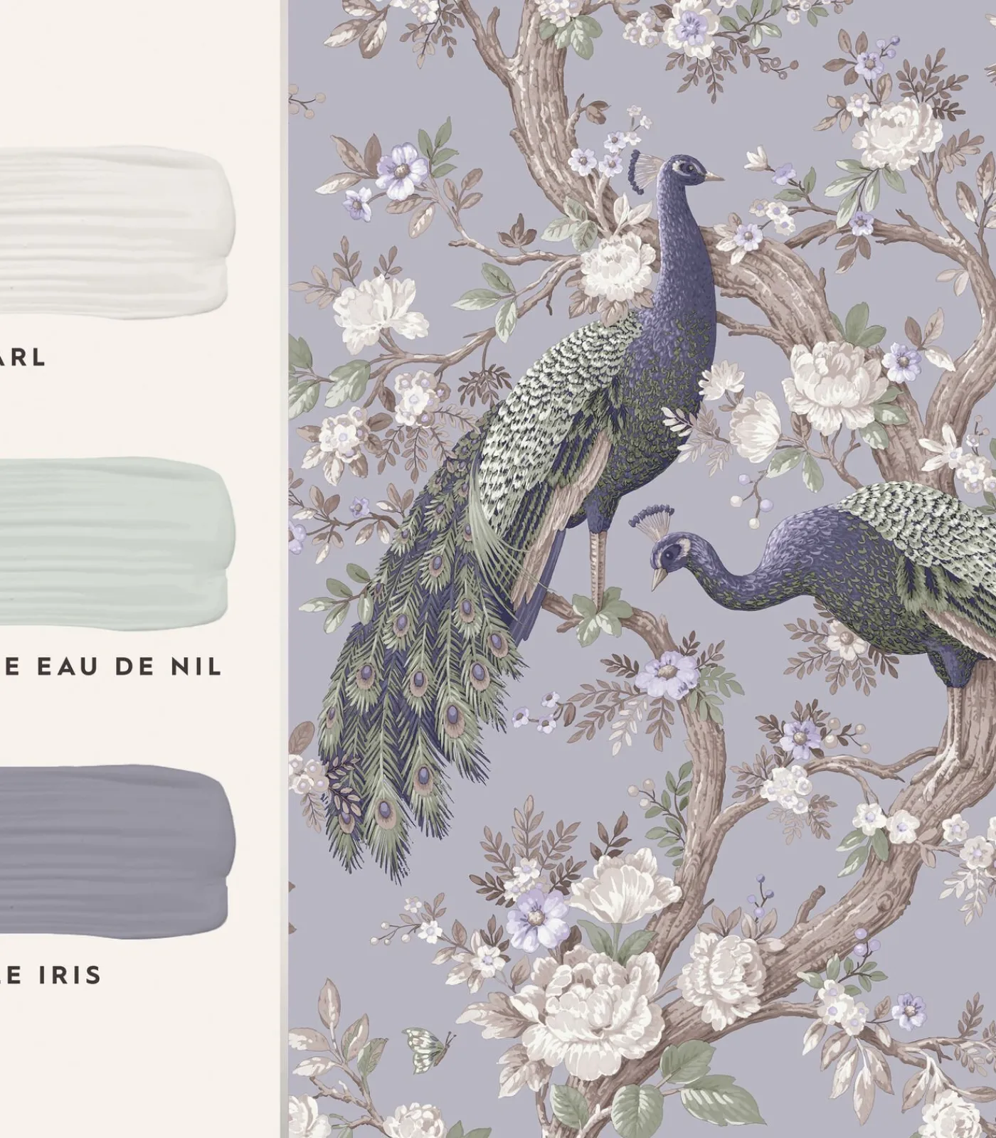 Sale Vliesbehang Belvedere | Paars | Pauwen | Wanddecoratie