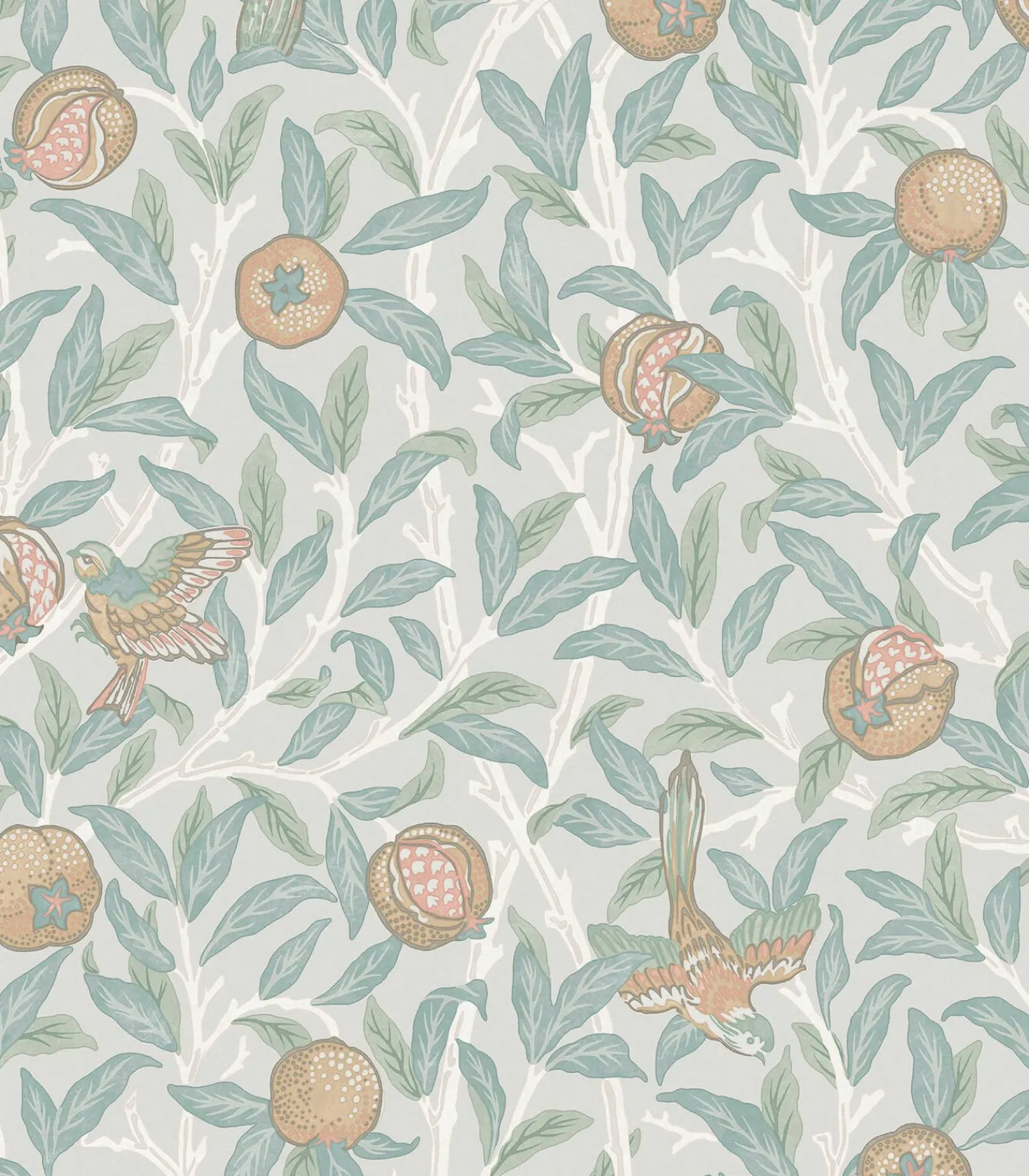 Online Vliesbehang Bird & Pomegranate Duck Egg Wanddecoratie