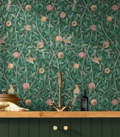 Outlet Vliesbehang Bird & Pomegranate Deep Wanddecoratie