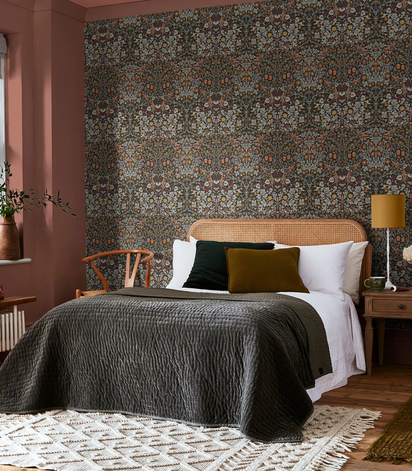 Outlet Vliesbehang Blackthorn Charcoal & Burnt Wanddecoratie