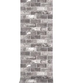 Clearance Vliesbehang Bricks Grey Grijs Wanddecoratie