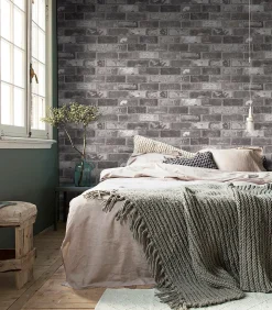 Clearance Vliesbehang Bricks Grey Grijs Wanddecoratie