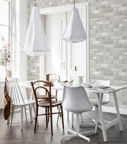 Clearance Vliesbehang Bricks Light Grey Lichtgrijs Wanddecoratie