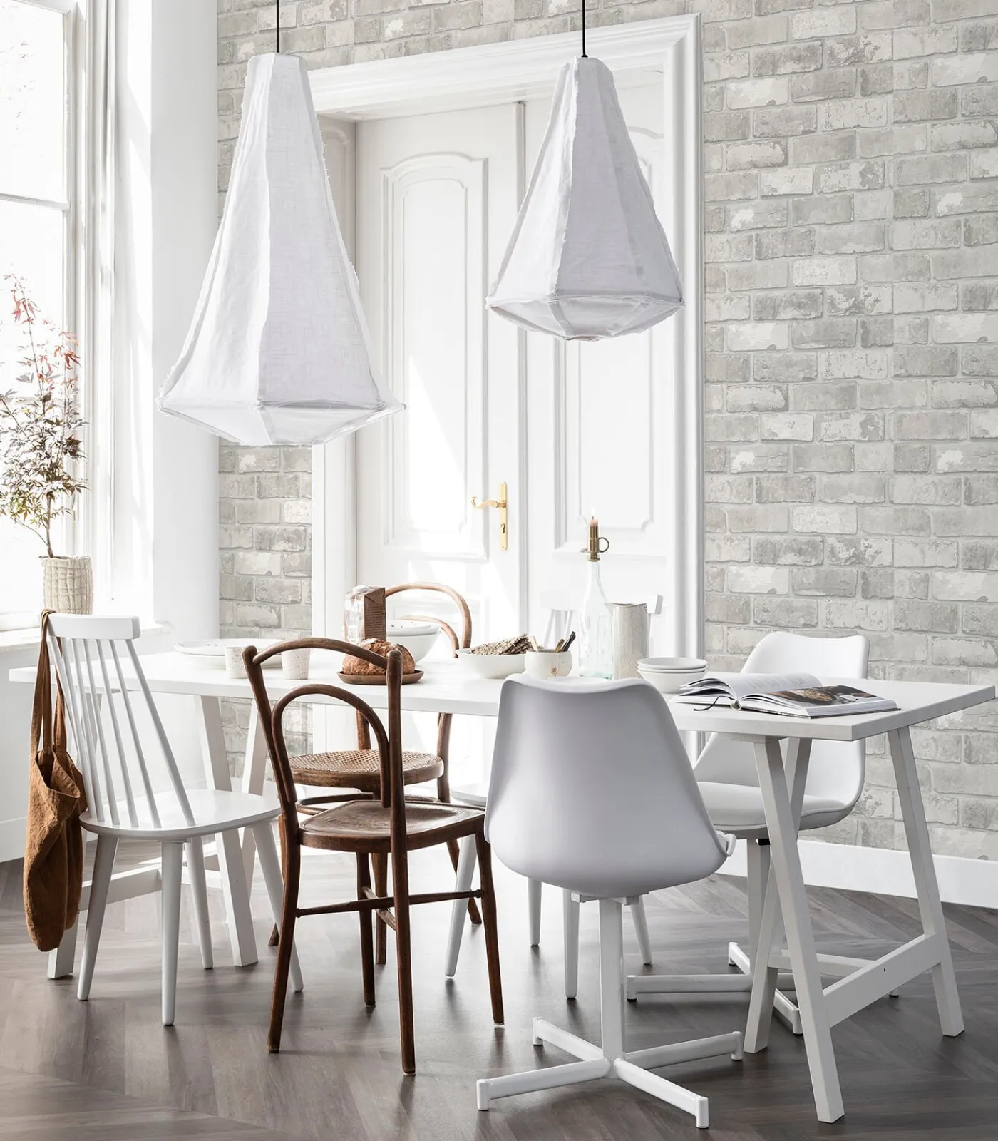 Clearance Vliesbehang Bricks Light Grey Lichtgrijs Wanddecoratie