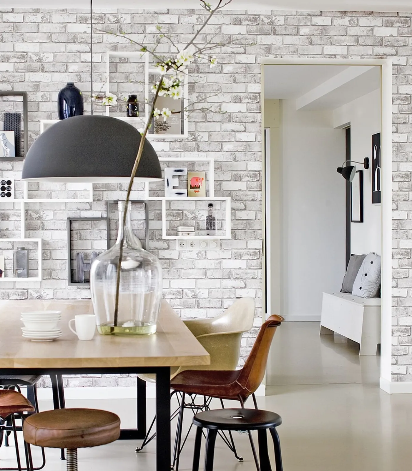 Clearance Vliesbehang Bricks Light Grey Lichtgrijs Wanddecoratie