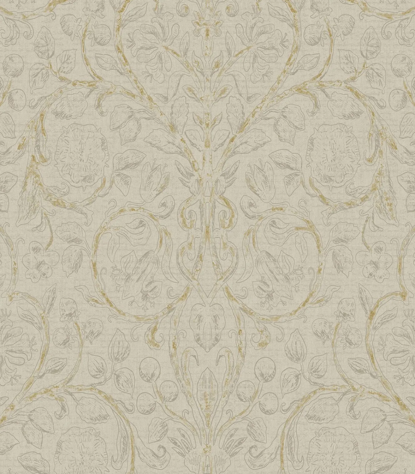 Vliesbehang Classic curl light grey Wanddecoratie