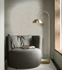 Vliesbehang Classic curl light grey Wanddecoratie