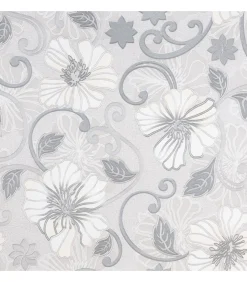 Best Vliesbehang 3D bloemenpatroon 10x0,53 m grijs Decoratie