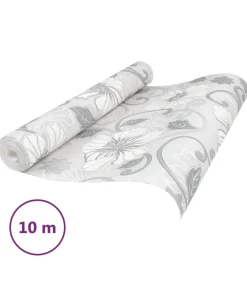 Best Vliesbehang 3D bloemenpatroon 10x0,53 m grijs Decoratie
