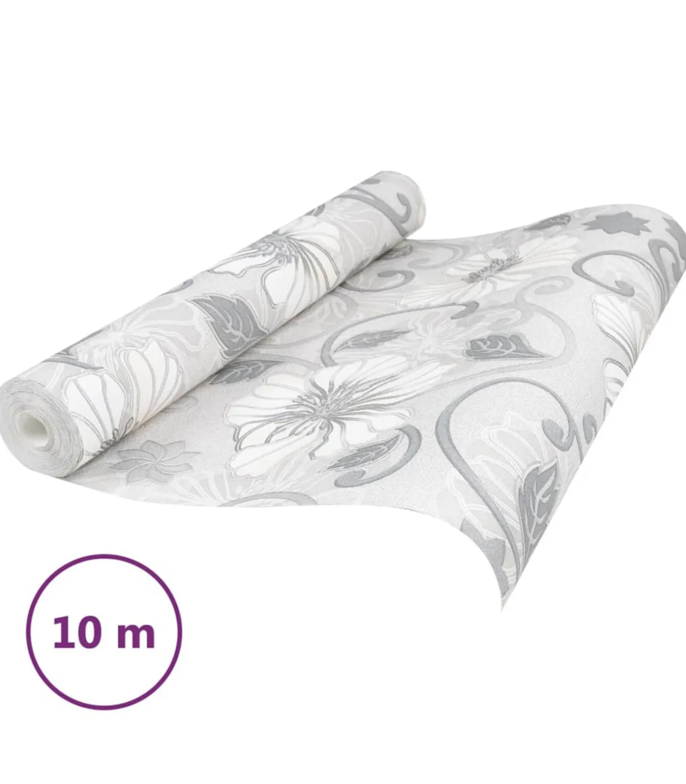 Best Vliesbehang 3D bloemenpatroon 10x0,53 m grijs Decoratie