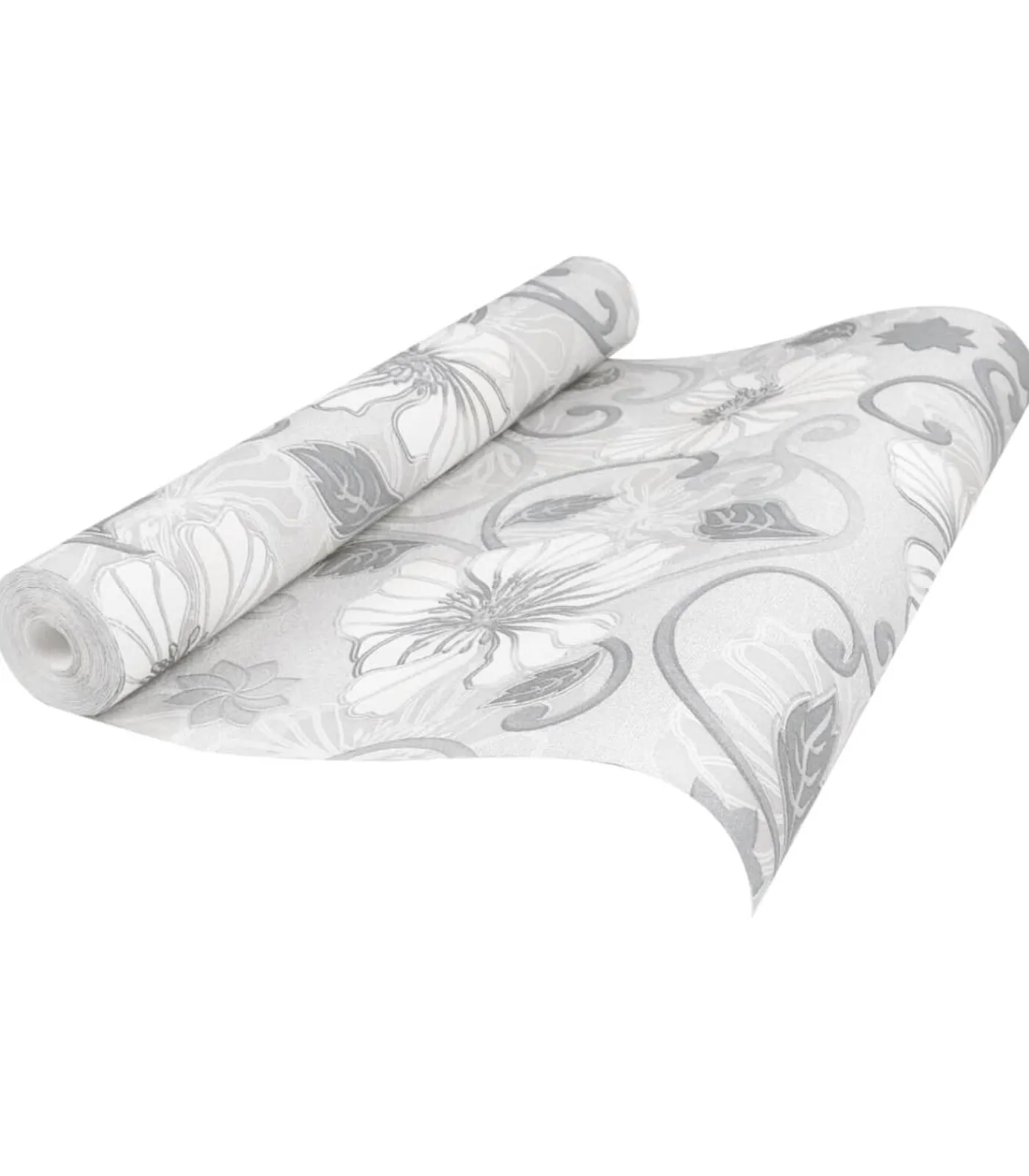 Best Vliesbehang 3D bloemenpatroon 10x0,53 m grijs Decoratie