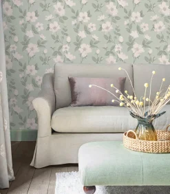 Clearance Vliesbehang Fleurir Smoke Green | Zacht Wanddecoratie