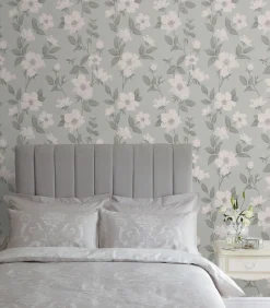 Clearance Vliesbehang Fleurir Smoke Green | Zacht Wanddecoratie