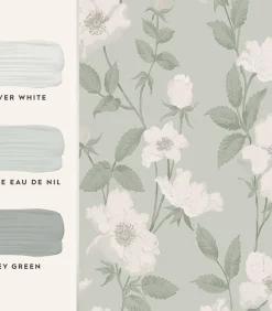 Clearance Vliesbehang Fleurir Smoke Green | Zacht Wanddecoratie