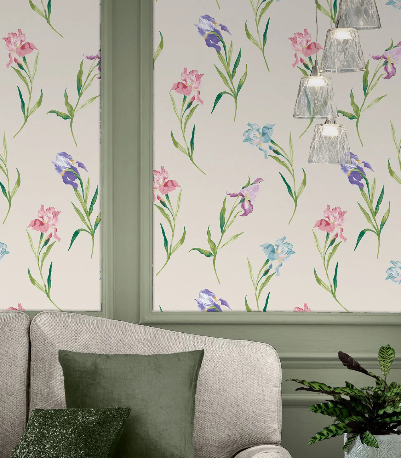 Clearance Vliesbehang Hawling Irises Naturel Wanddecoratie