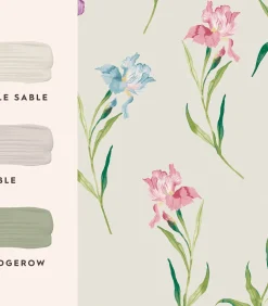 Clearance Vliesbehang Hawling Irises Naturel Wanddecoratie