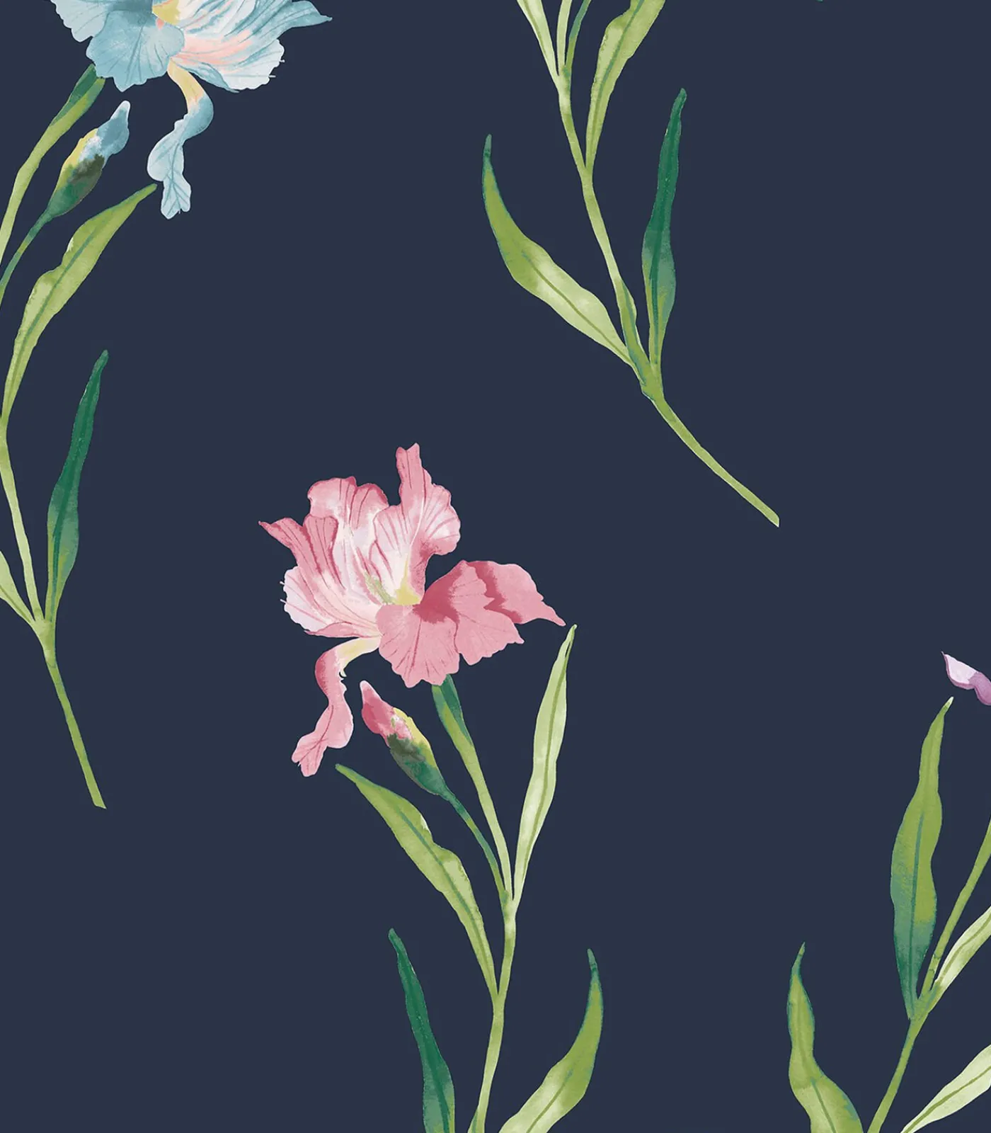 Hot Vliesbehang Hawling Irises Wanddecoratie