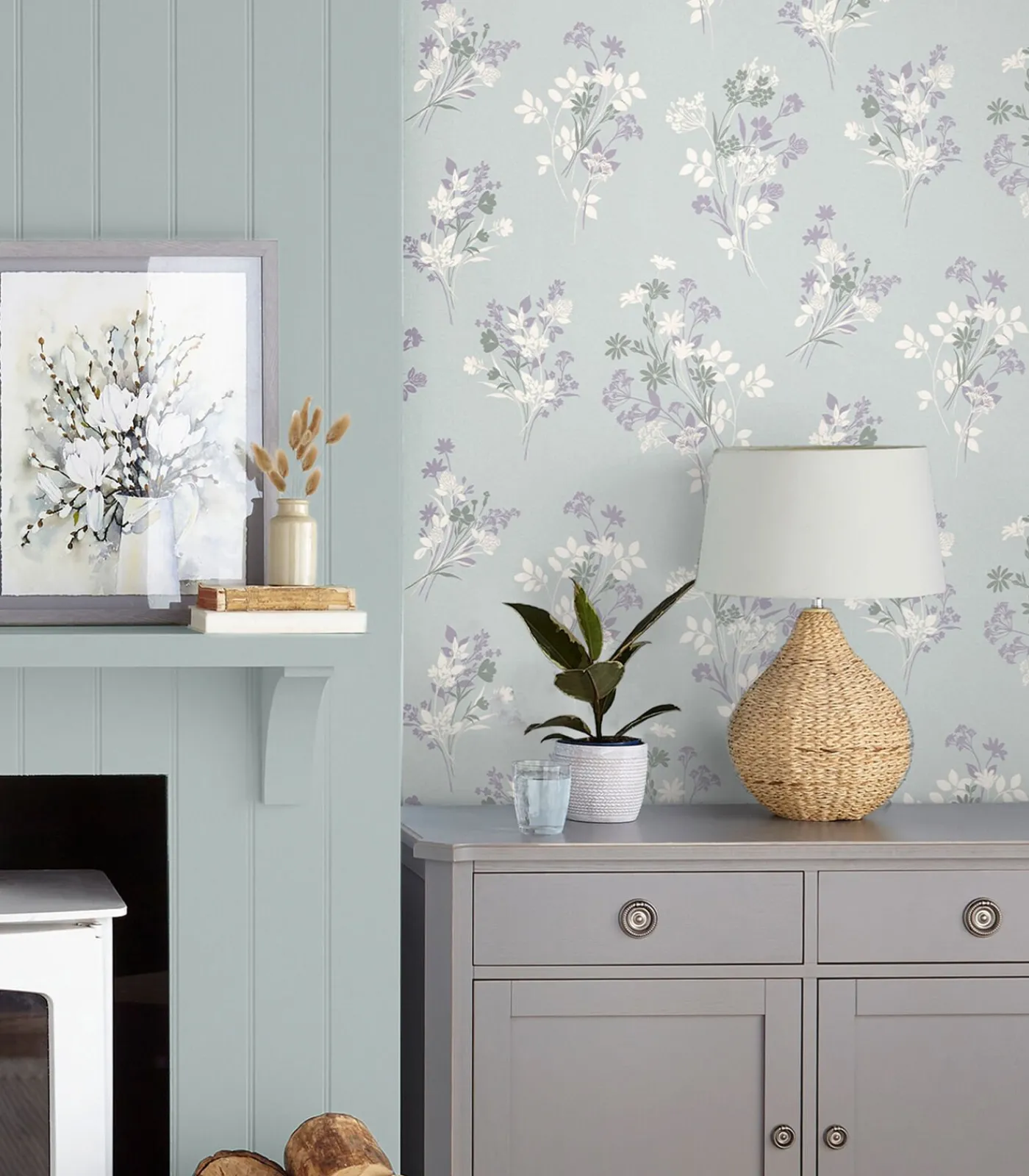 Discount Vliesbehang Igerna Pale Duck Egg Blue| Wanddecoratie