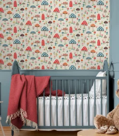 New Vliesbehang Mushrooms Multi Wanddecoratie