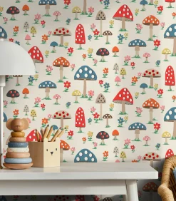 New Vliesbehang Mushrooms Multi Wanddecoratie