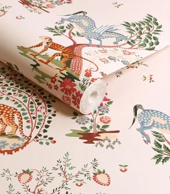 Outlet Vliesbehang Painted Kingdom Pink Wanddecoratie