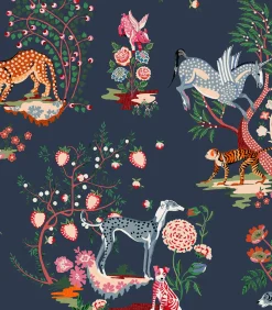 Sale Vliesbehang Painted Kingdom Navy Wanddecoratie