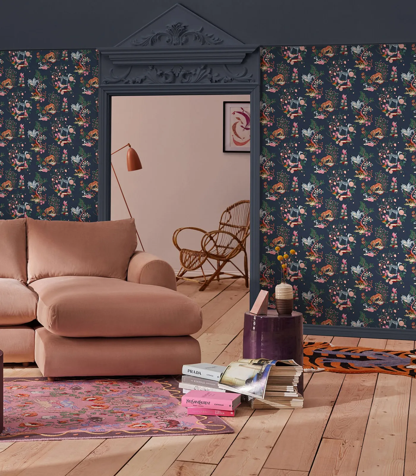 Sale Vliesbehang Painted Kingdom Navy Wanddecoratie