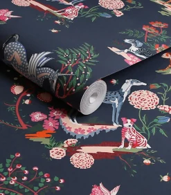 Sale Vliesbehang Painted Kingdom Navy Wanddecoratie