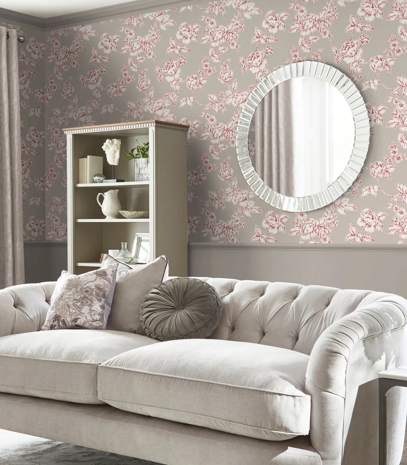 Best Vliesbehang Pollington Roses Donkergrijs Wanddecoratie