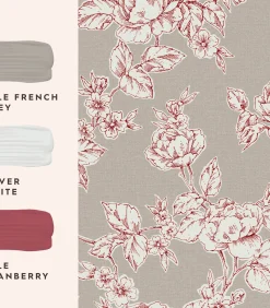 Best Vliesbehang Pollington Roses Donkergrijs Wanddecoratie