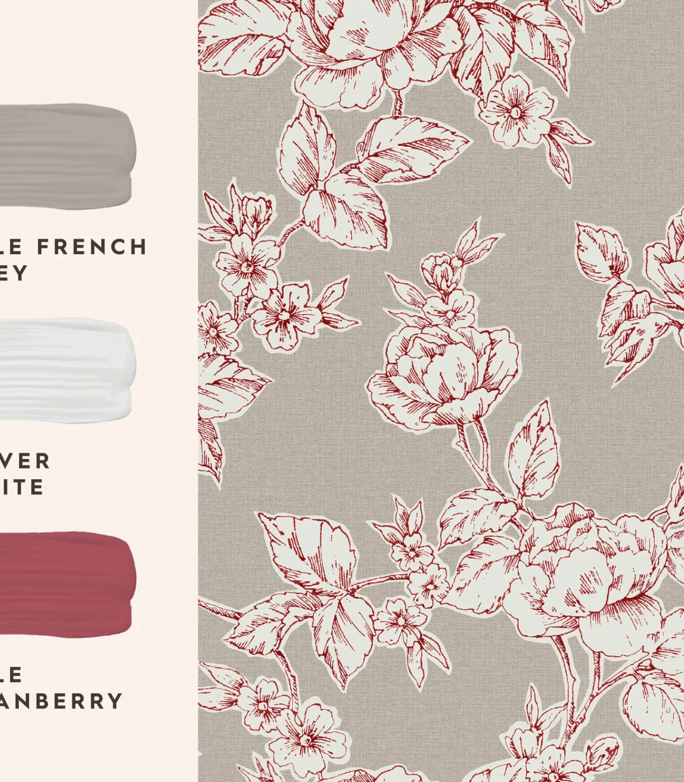 Best Vliesbehang Pollington Roses Donkergrijs Wanddecoratie