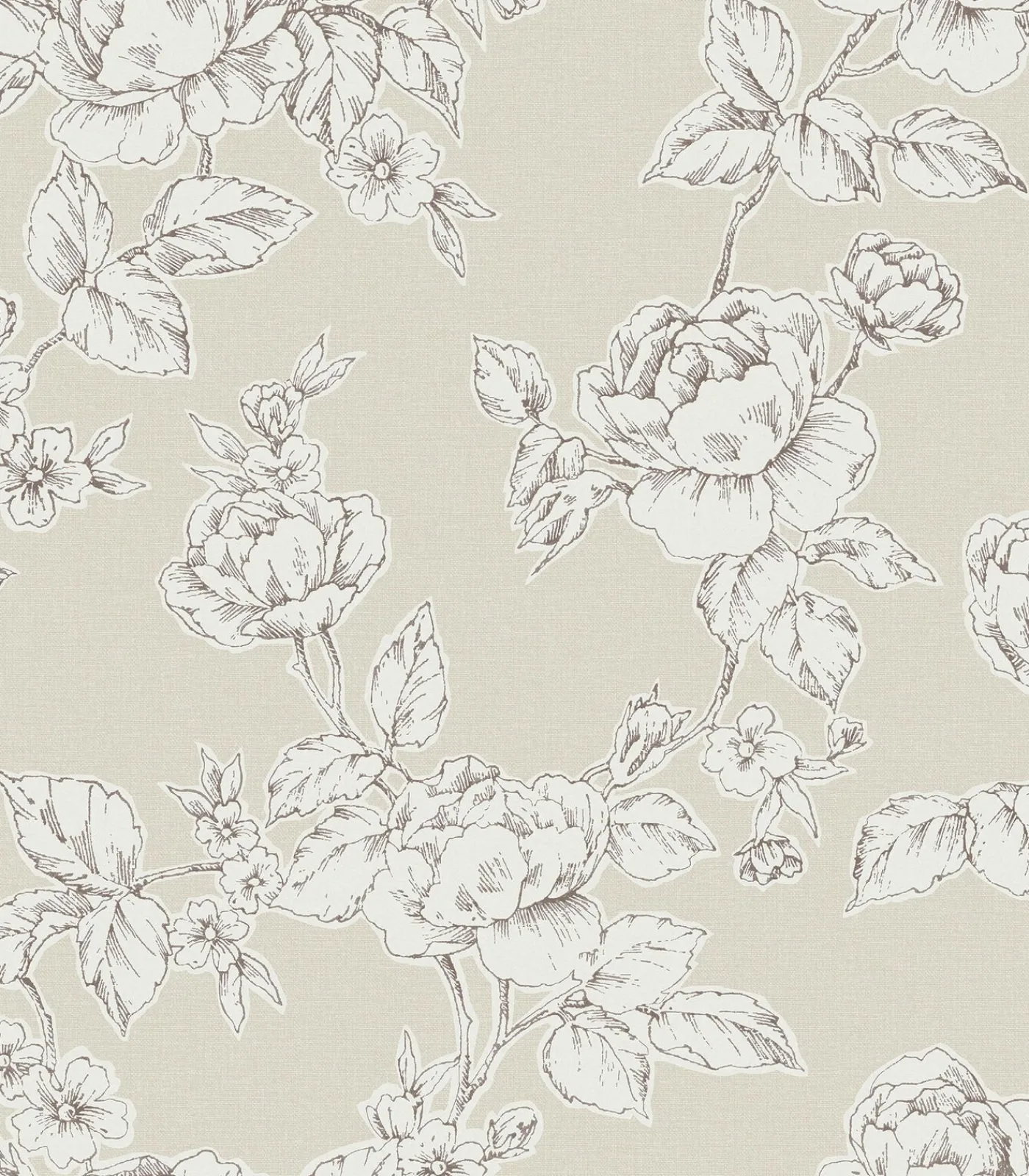 Hot Vliesbehang Pollington Roses Naturel Wanddecoratie