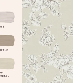 Hot Vliesbehang Pollington Roses Naturel Wanddecoratie