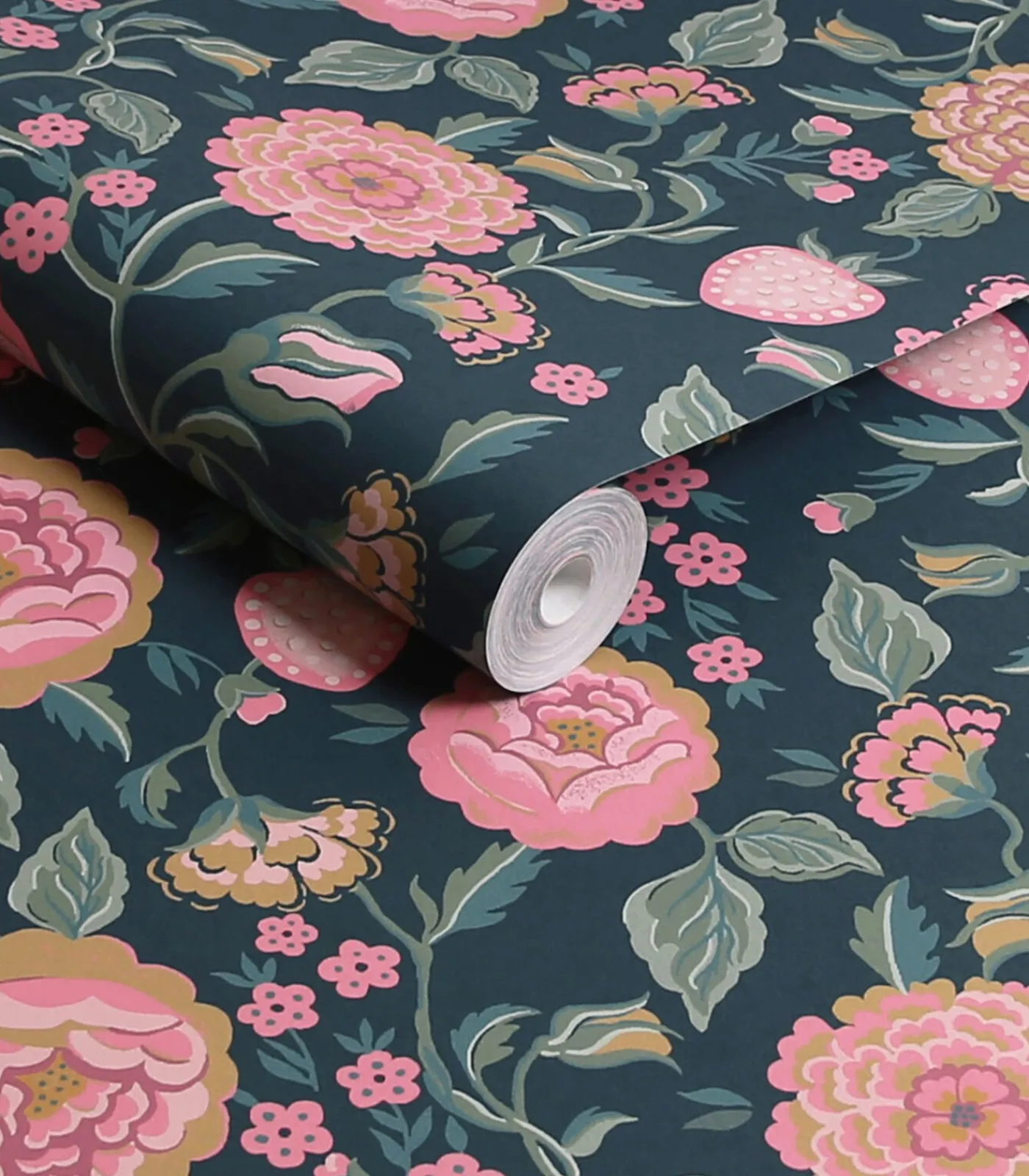 Sale Vliesbehang Strawberry Garden Navy Wanddecoratie