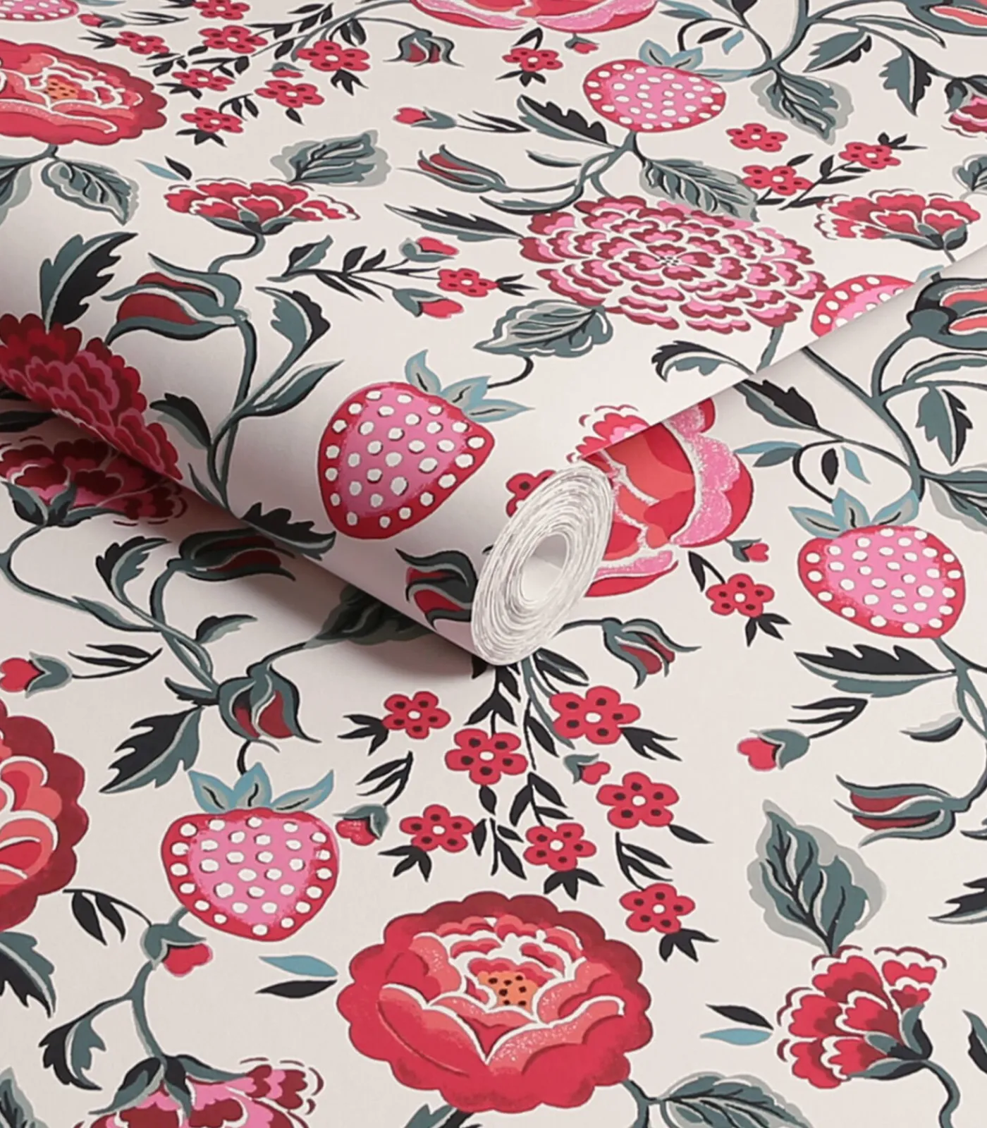 Online Vliesbehang Strawberry Garden Rose Wanddecoratie