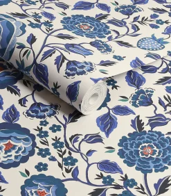 Outlet Vliesbehang Strawberry Garden Blue Wanddecoratie