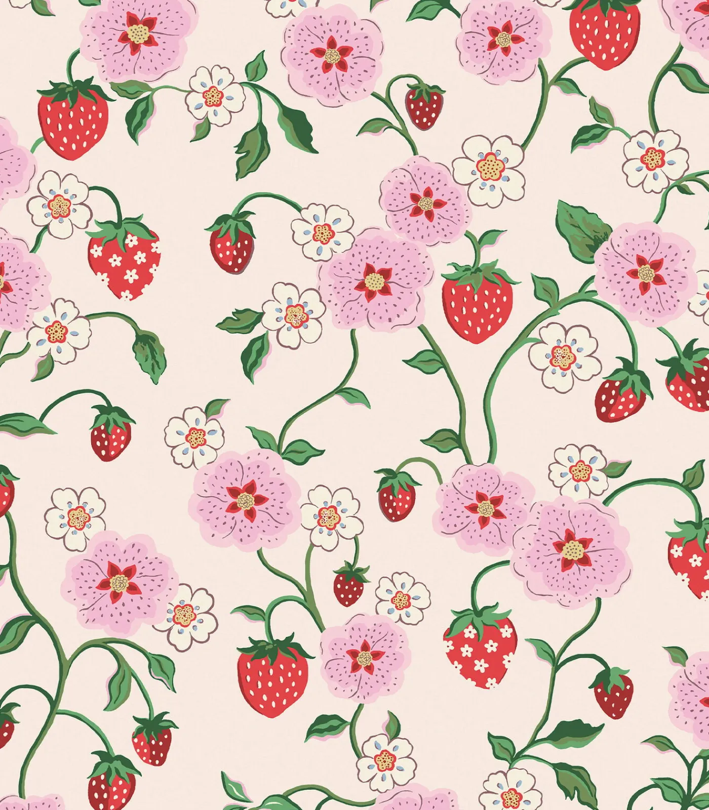 Discount Vliesbehang Strawberry Spring Wanddecoratie