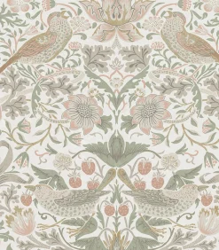 Discount Vliesbehang Strawberry Thief Sage & Pink Wanddecoratie