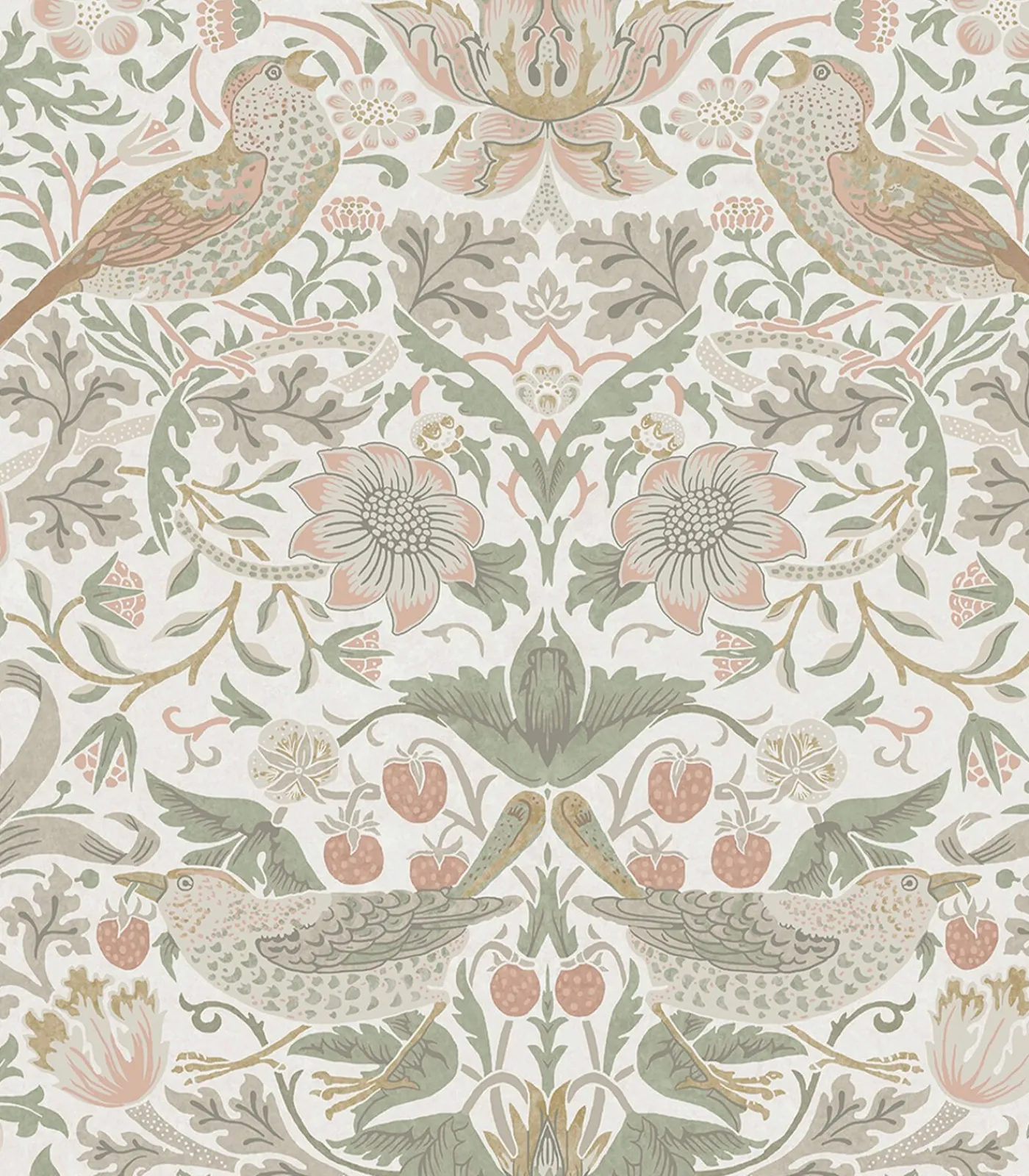 Discount Vliesbehang Strawberry Thief Sage & Pink Wanddecoratie