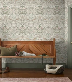 Discount Vliesbehang Strawberry Thief Sage & Pink Wanddecoratie