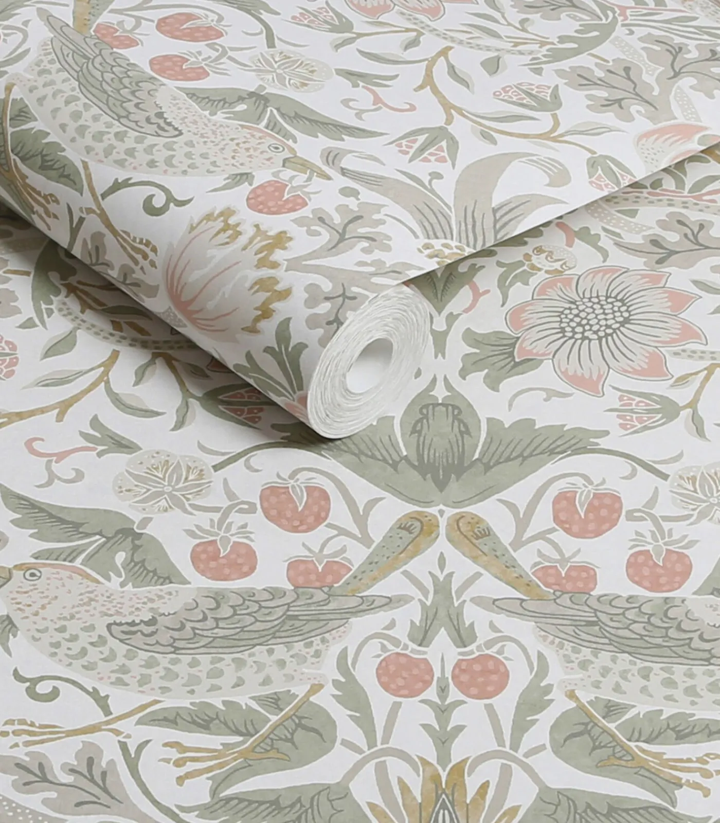 Discount Vliesbehang Strawberry Thief Sage & Pink Wanddecoratie