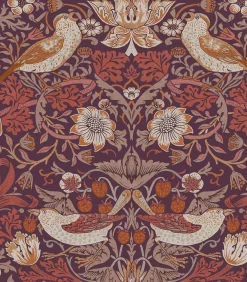 Clearance Vliesbehang Strawberry Thief Plum Wanddecoratie