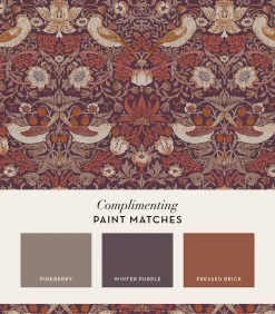 Clearance Vliesbehang Strawberry Thief Plum Wanddecoratie