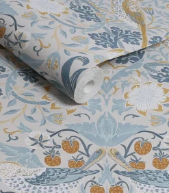 Sale Vliesbehang Strawberry Thief Soft Blue Wanddecoratie