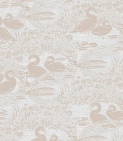 Best Vliesbehang Swans Dove Grey| Beige Grijs Wanddecoratie