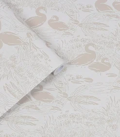 Best Vliesbehang Swans Dove Grey| Beige Grijs Wanddecoratie