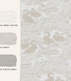 Best Vliesbehang Swans Dove Grey| Beige Grijs Wanddecoratie